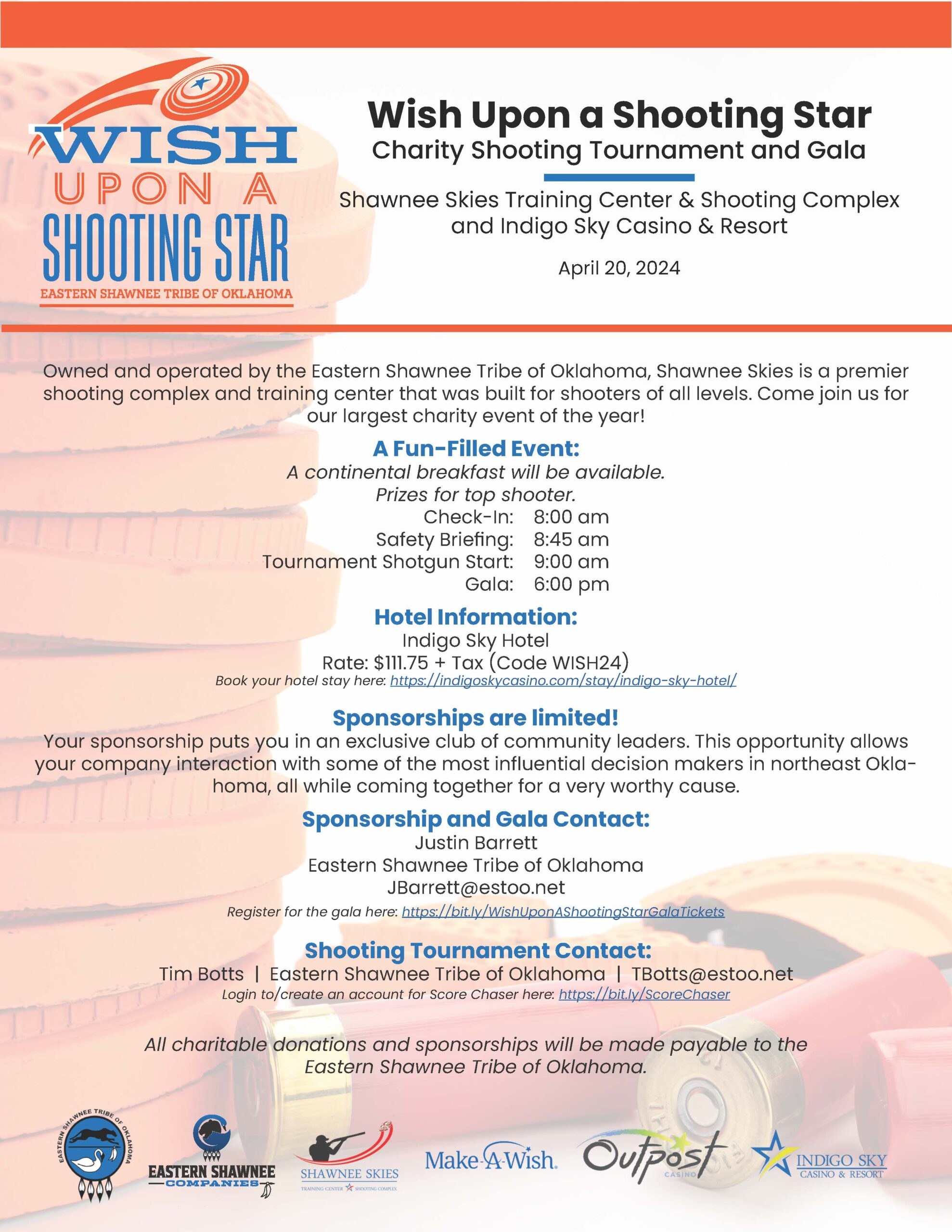 Wish Upon a Shooting Star-Charity Shooting Tournament and Gala, April 20, 2024