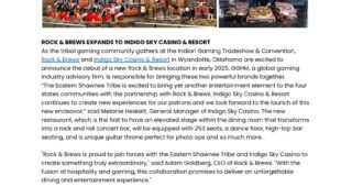 Rock & Brews Restaurant is coming to Indigo Sky Casino & Resort in 2025
